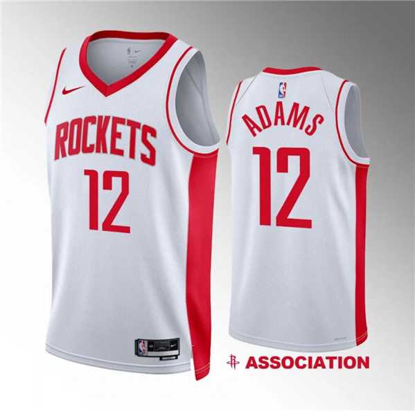 Mens Houston Rockets #12 Steven Adams White Association Edition Stitched Jersey Dzhi->->NBA Jersey